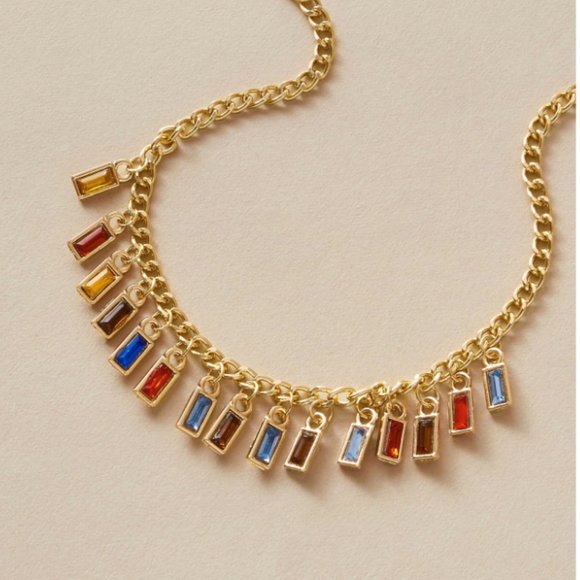 5 for $25 Multi Color Crystal Charm Gold Necklace - Picture 2 of 5
